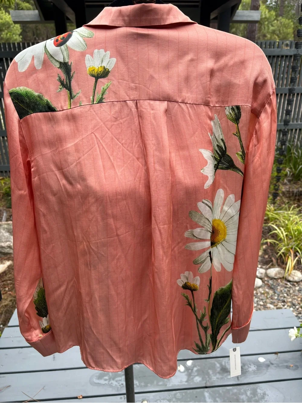 LyreBird Anthropologie Neela Floral 🐞 Ladybug Coral Sleepwear Top